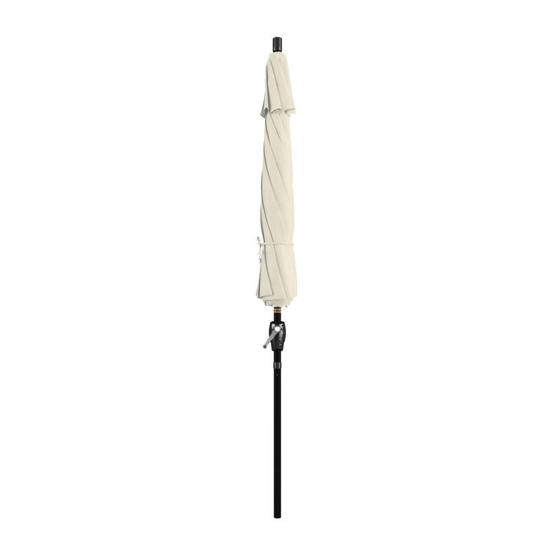 California Umbrella 9' Round Crank Lift Push Button Tilt Black Aluminum Patio Umbrella with Pacifica Pacific Blue Fabric