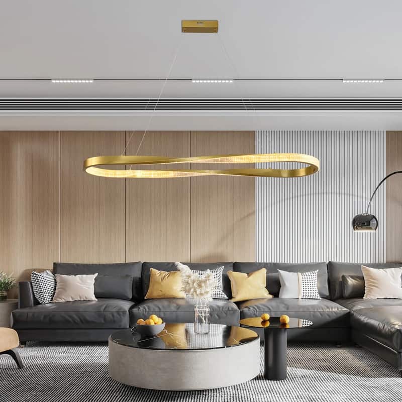 Modern LED Pendant Light Fixture, Contemporary Irregular Ring Chandelier