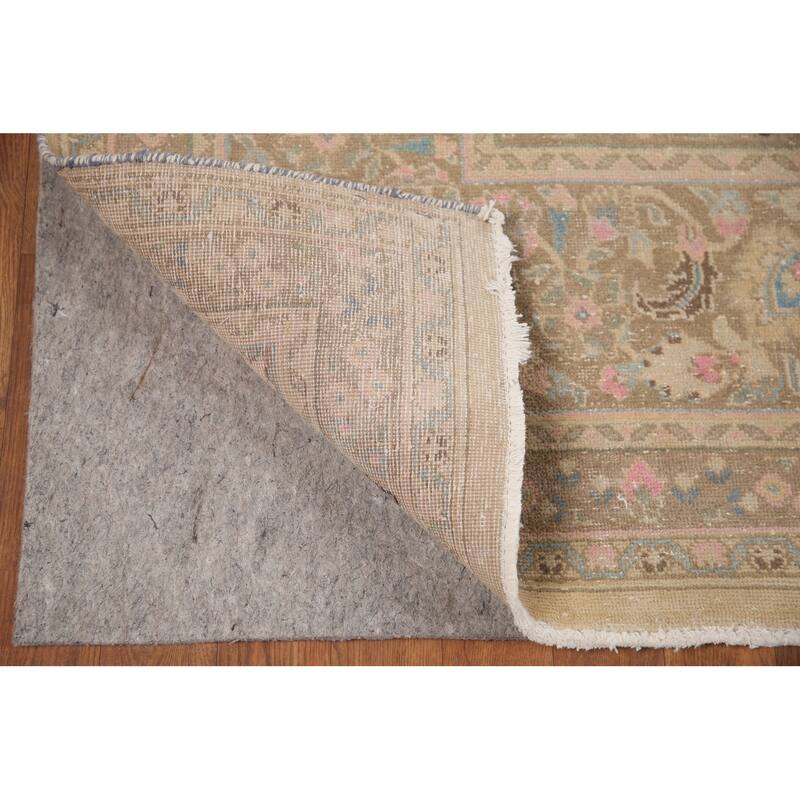 Hand Knotted Oriental 100% Wool Carpet Traditional Floral Yellow & Gold Mashad Area Rug - 12' 6'' X 9' 7''