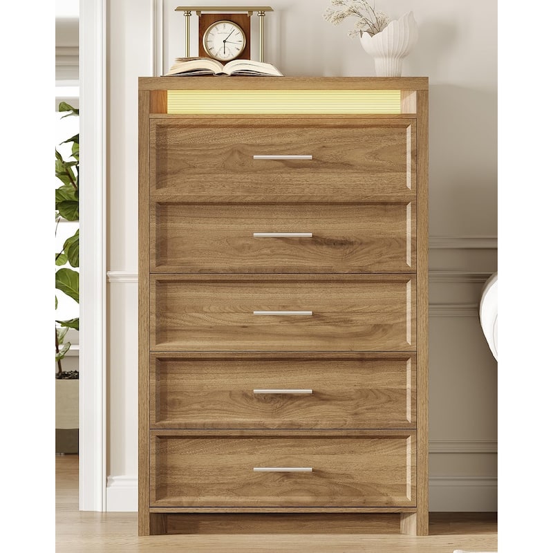 Dresser for Bedroom with Drawers Mid-Century Modern Dresser 3 Color Lights