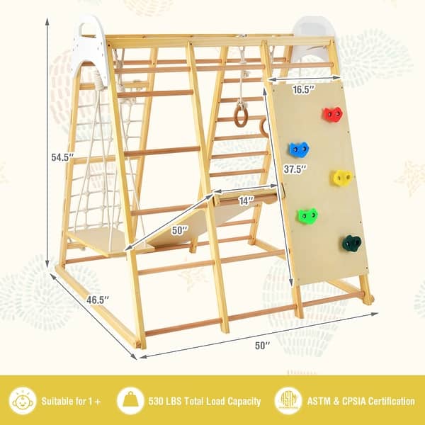 Costway 8-in-1 Jungle Gym Playset, Wooden Climber Play Set with Monkey