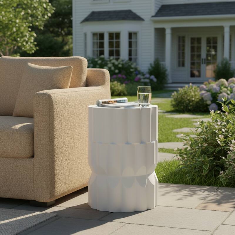 Christopher Knight Home - Modern Handmade 13" Lightweight MgO Geometric Accent Side Table for Indoor and Outdoor Use