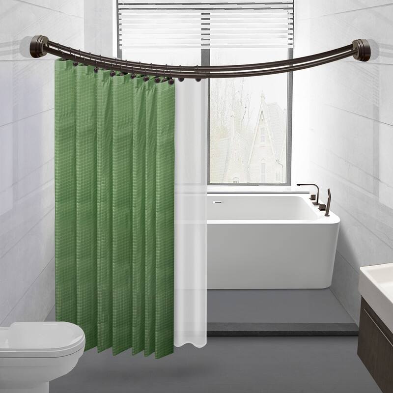 Utopia Alley Rustproof Wall Mounted Aluminum Double Curved Shower Curtain Rod, Screw Mount Rod, Adjustable Rod from 45" to 72"