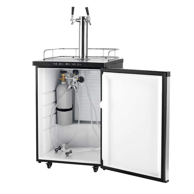 Beer Kegerator with 2 Faucets and CO2 Tank, Full Size, 162L - 23.7 x 30.1 x 53.1 in