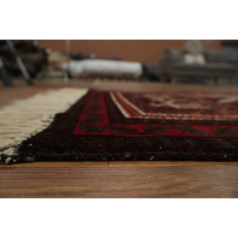 Hand Knotted Oriental 100% Wool Carpet Traditional Tribal Red Balouch Area Rug - 4' 7'' X 2' 11''