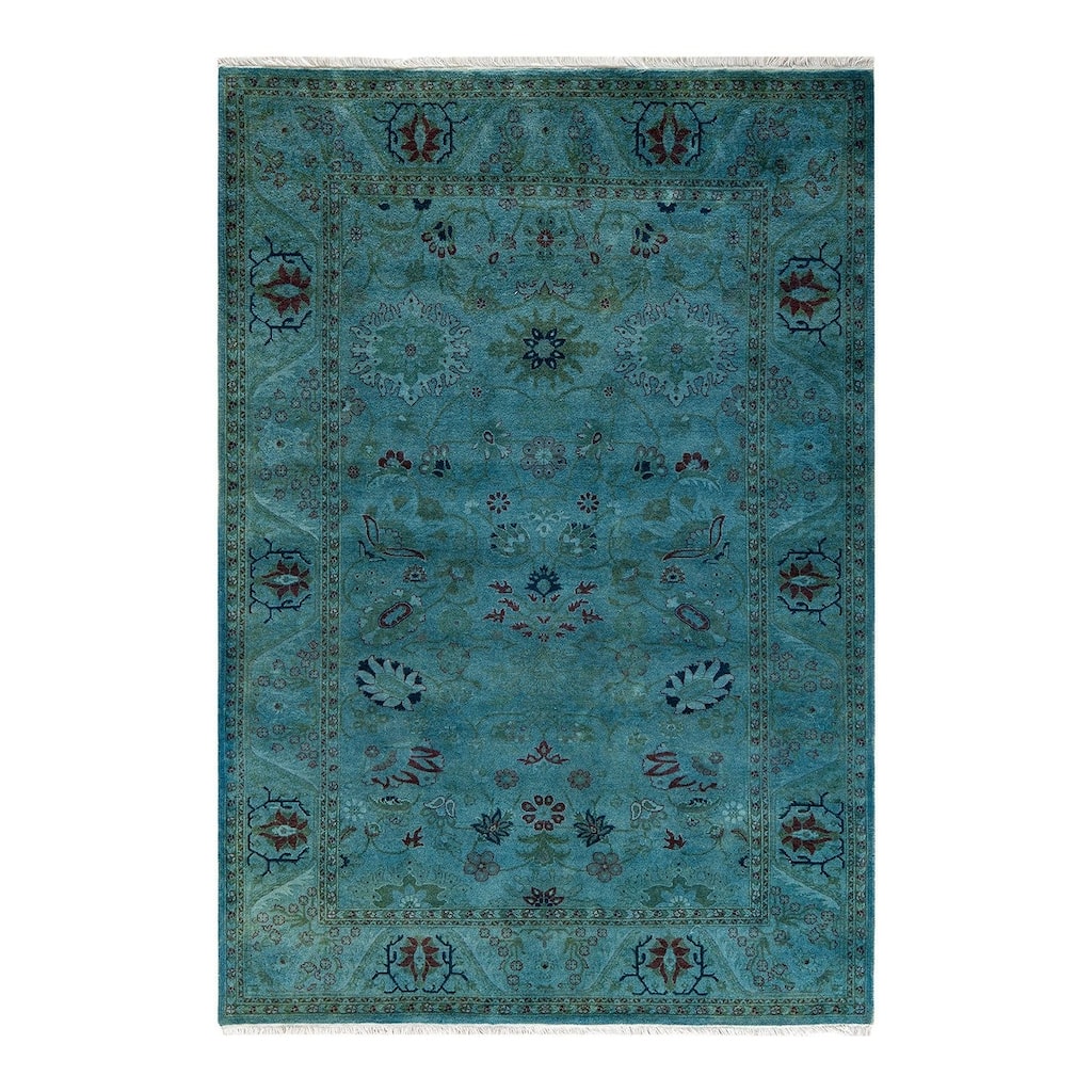 Fine Vibrance, One-of-a-Kind Hand-Knotted Area Rug - Blue, 4' 3" x 6' 3" - 4' 3" x 6' 3"