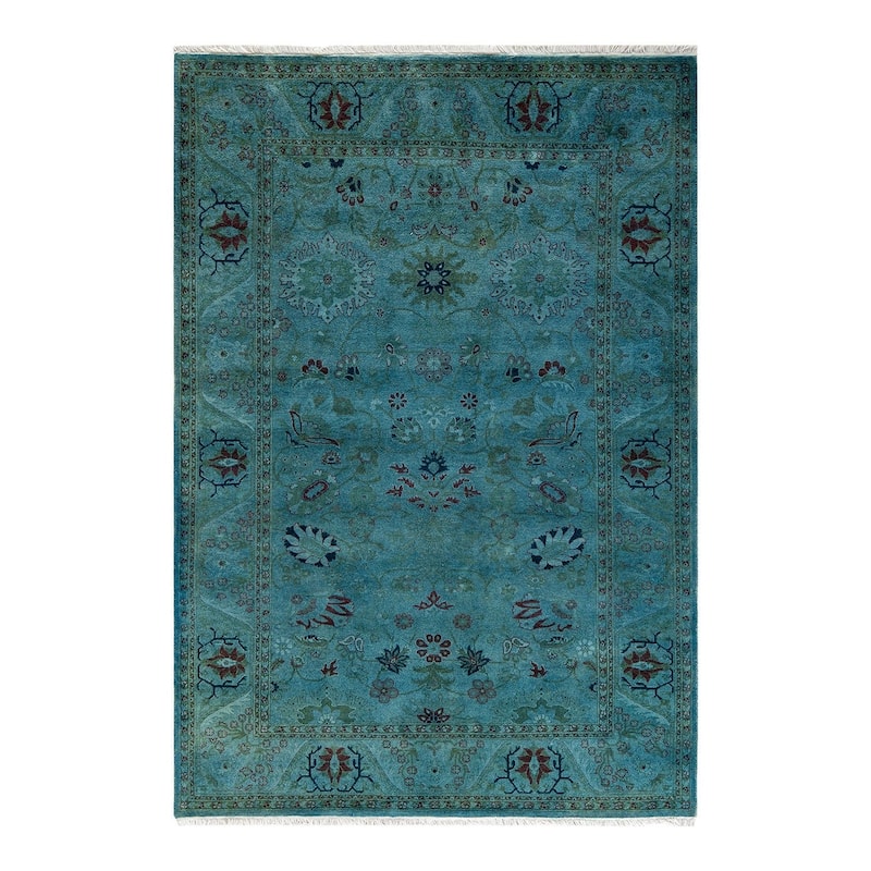 Fine Vibrance, One-of-a-Kind Hand-Knotted Area Rug - Blue, 4' 3" x 6' 3" - 4' 3" x 6' 3"