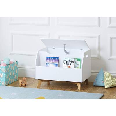 UTEX Children Toy Box with Front Book Storage Area, Kids Toy Storage Bench