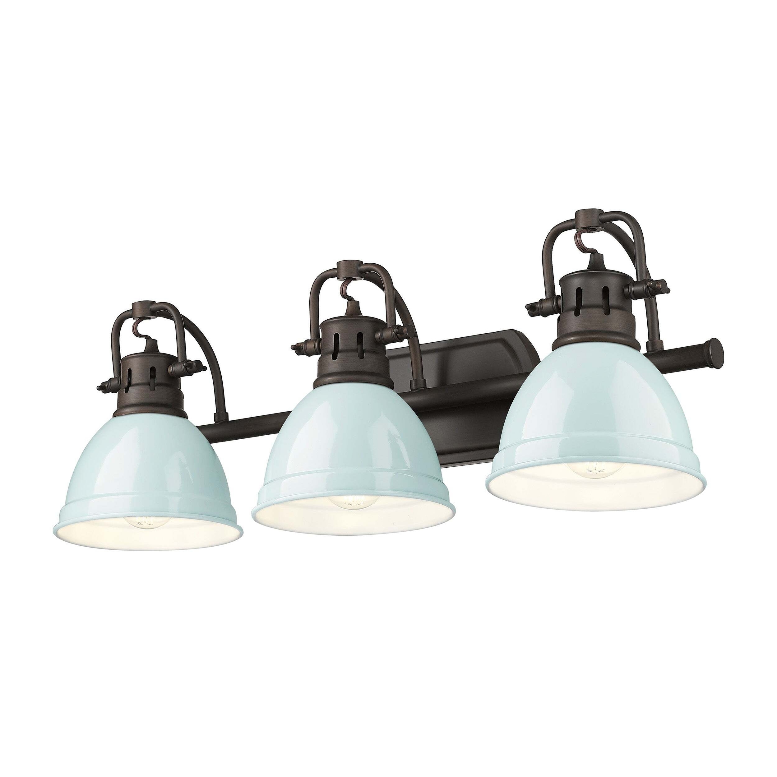 Golden Lighting Duncan 3-Light Vanity Light - Rubbed Bronze - Seafoam