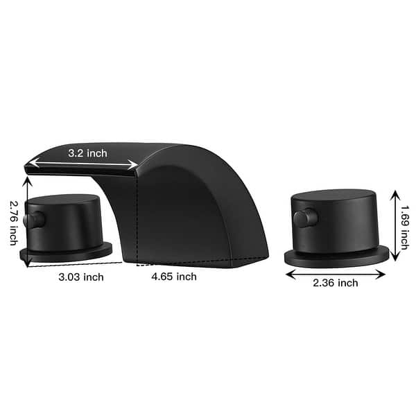 dimension image slide 1 of 4, Two Handle Matte Black Waterfall Bathroom Faucet