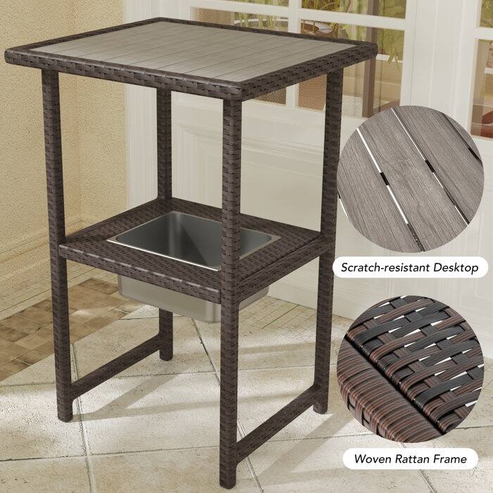 Rectangular 21.7'' L x 24.6'' W Outdoor Bar Table