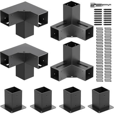4x4 Slotted Design Outdoor Pergola Brackets with End Cap Corner