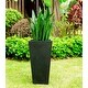 preview thumbnail 1 of 4, Kante 28 in. Tall Burnished Black Lightweight Concrete Modern Tapered Tall Square Indoor/Outdoor Planter