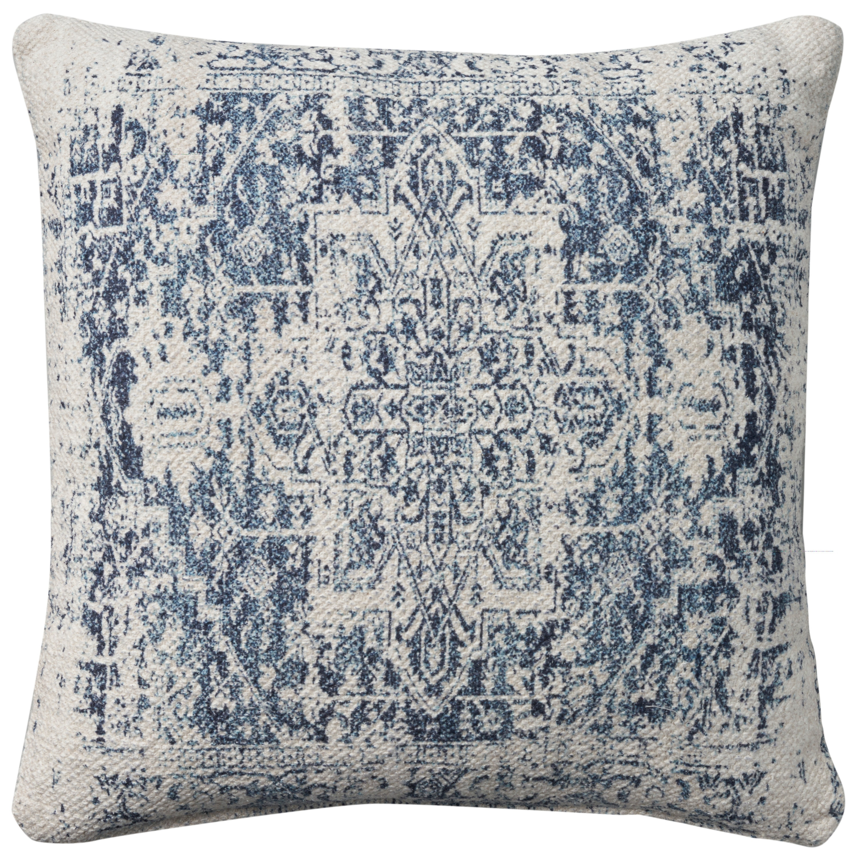 Nourison New Concept Pillow Vj020 20" x 20" Ivory Navy Indoor Throw Pillow