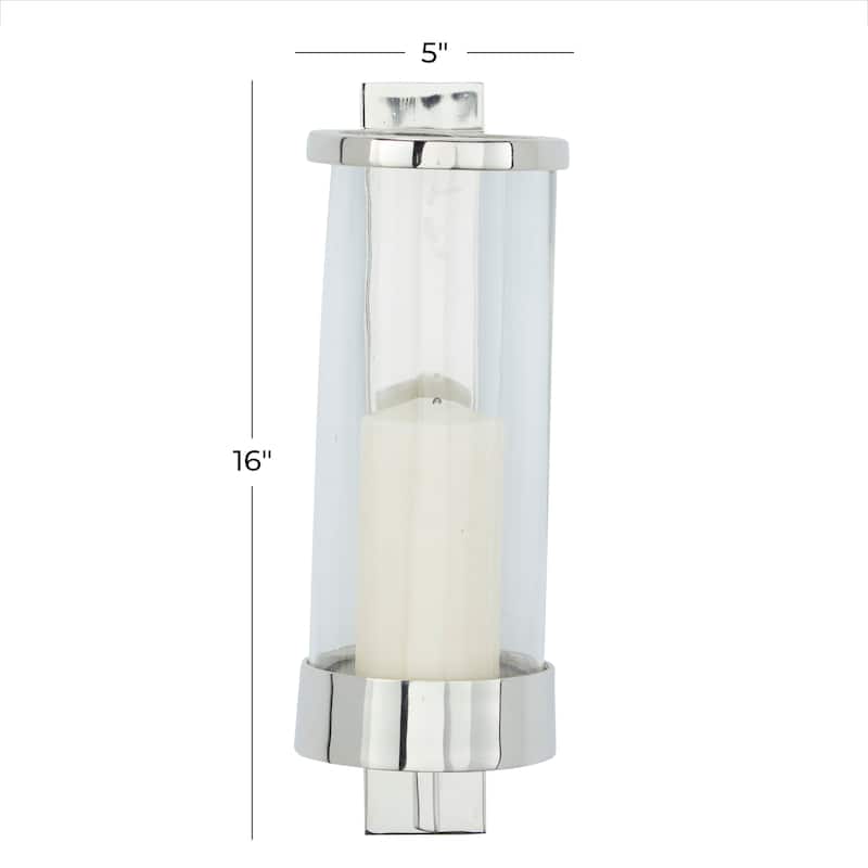 Contemporary Metal and Glass Wall Sconce in Silver, Gunmetal, or Gold - 5 x 7 x 16