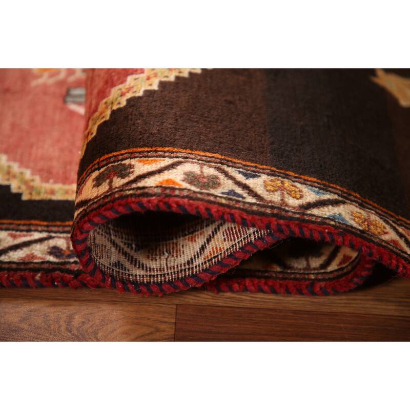 Vegetable Dye Shiraz Persian Vintage Area Rug Hand-knotted Wool Carpet - 4'0"x 5'10"