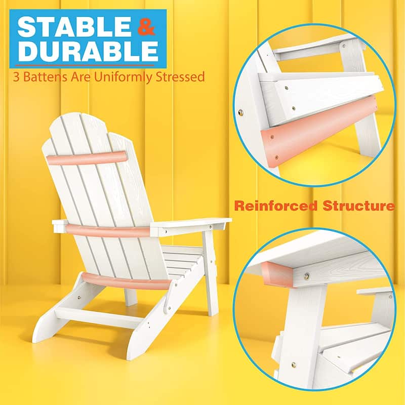 WINSOON All Weather HIPS Outdoor Folding Adirondack Chairs Outdoor Chairs Set of 4