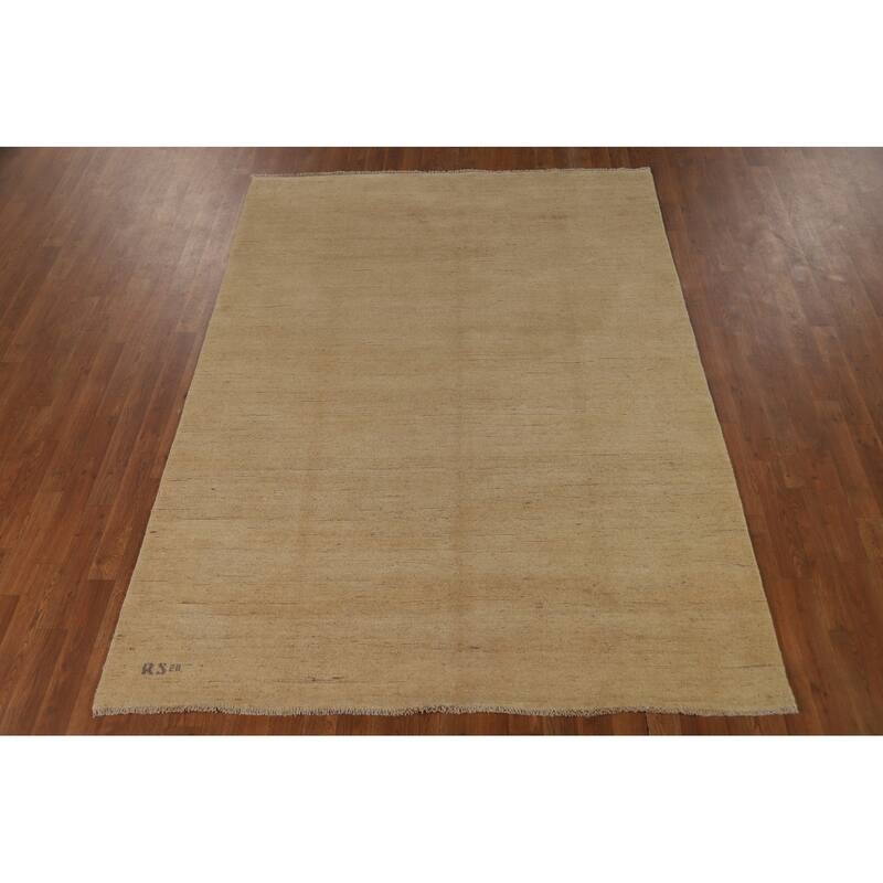 Solid Modern Gabbeh Oriental Area Rug Hand-Knotted Wool Carpet - 5'8"x 7'8"