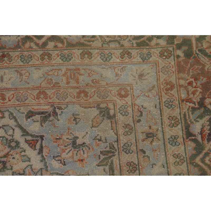 Traditional Large Kashan Persian Rug Hand-Knotted Wool Carpet - 9'7" x 14'4"