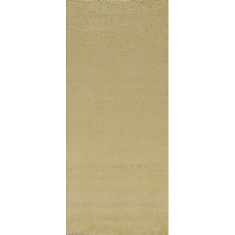Hand Knotted Oriental 100% Wool Carpet Modern Solid Green Gabbeh Runner Rug - 8' 0'' X 2' 10''