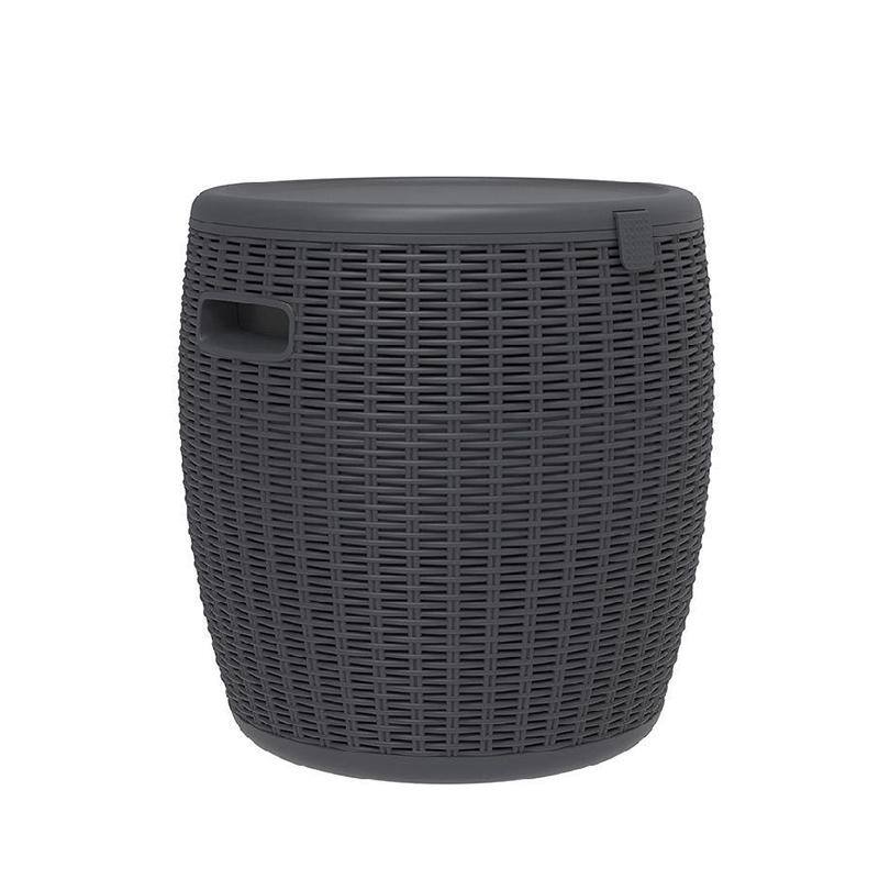 36L Rattan-Pattern Outdoor Ice Bucket with Drain Plug-UV-Protected Polypropylene Resin,Weatherproof for Parties/Poolside