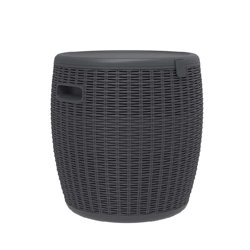 36L Rattan-Pattern Outdoor Ice Bucket with Drain Plug-UV-Protected Polypropylene Resin,Weatherproof for Parties/Poolside