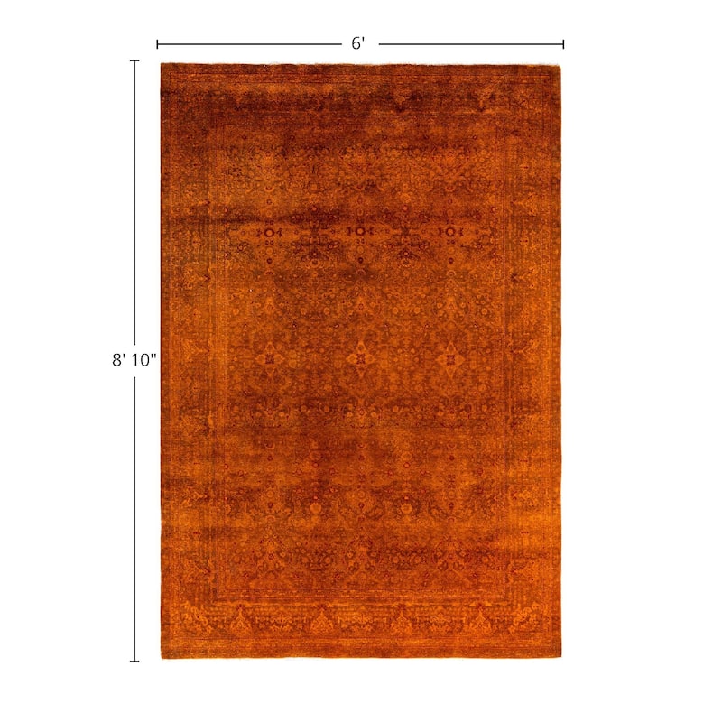 Fine Vibrance One-of-a-Kind Hand-Knotted Area Rug - Gold, 6' 0" x 8' 10" - 6' 0" x 8' 10"