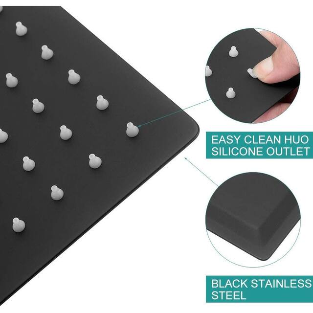 Kichae Square Stainless Steel Rain Shower Head with Silicone Nozzle