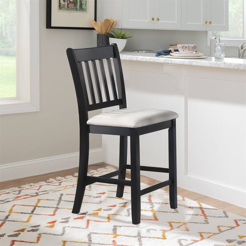 Counter Height Dining Chairs Rustic Backrest Neutral Color (Set of 2)