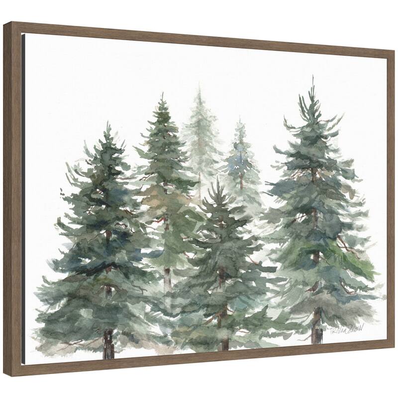 Kate and Laurel Sylvie Framed Canvas Pines And Evergreens by Patricia Shaw - 18x24 - Walnut