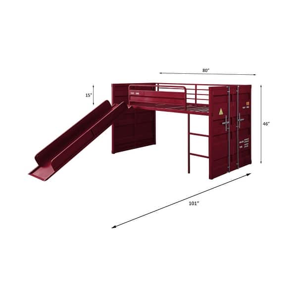 dimension image slide 1 of 2, ACME Cargo Twin Loft Bed w/Slide