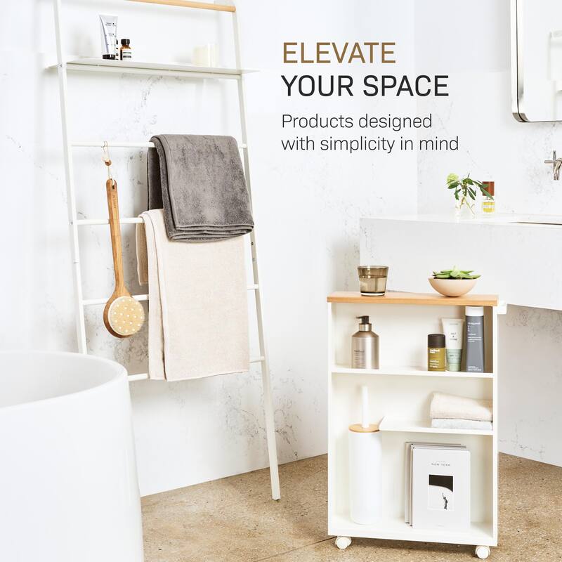 Yamazaki Home Rolling Storage Cart, Steel, Minimal Assembly - L 18.7 x W 5.12 x H 26.97 inches