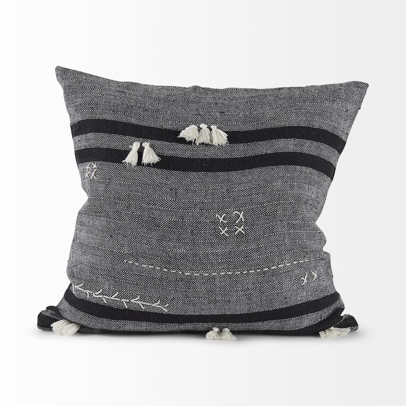 Dark Gray Detailed Throw Pillow Cover