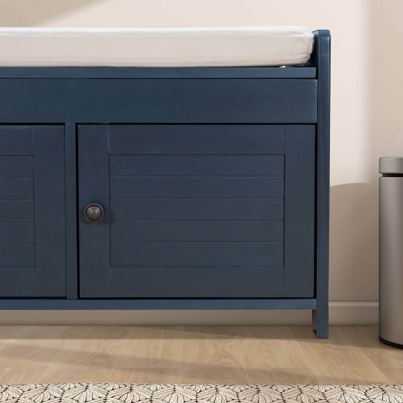 43.5" Storage Bench With Linen Blend Cushion