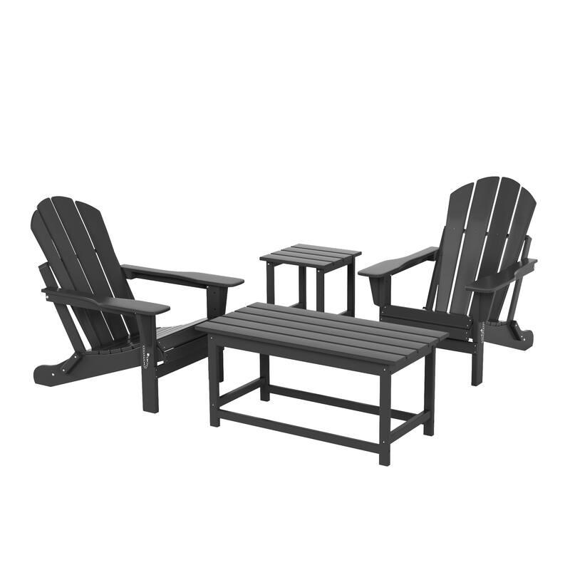 Laguna Hdpe All Weather Outdoor Patio Foldable Adirondack Chairs Conversation Set (4-Piece Set)