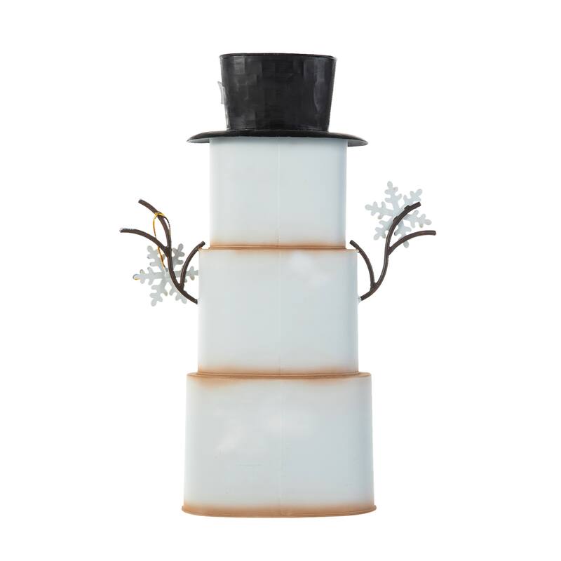 Glitzhome 17"H Metal Stacked Box Snowman Table Decor