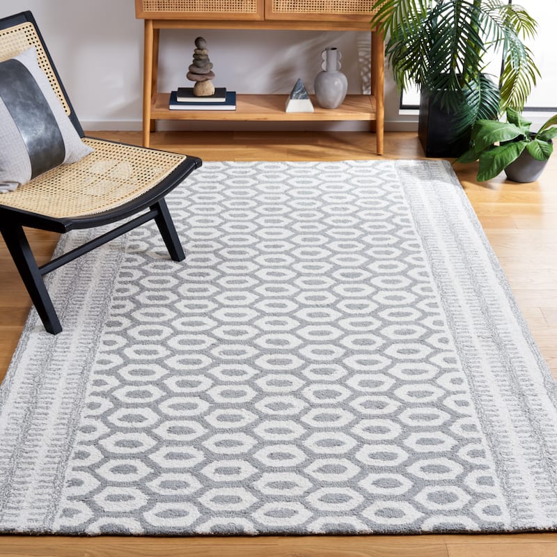 SAFAVIEH Handmade Capri Stoyana Modern Wool Rug - 8' x 10' - Ivory/Grey