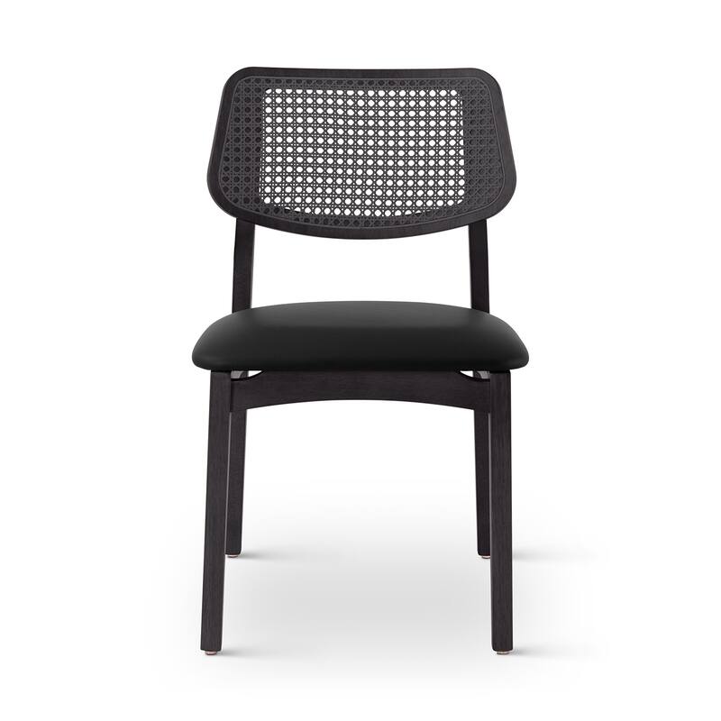 Beth Cane Dining Chair - Shimmy Black Vinyl, Ebano, Ebano