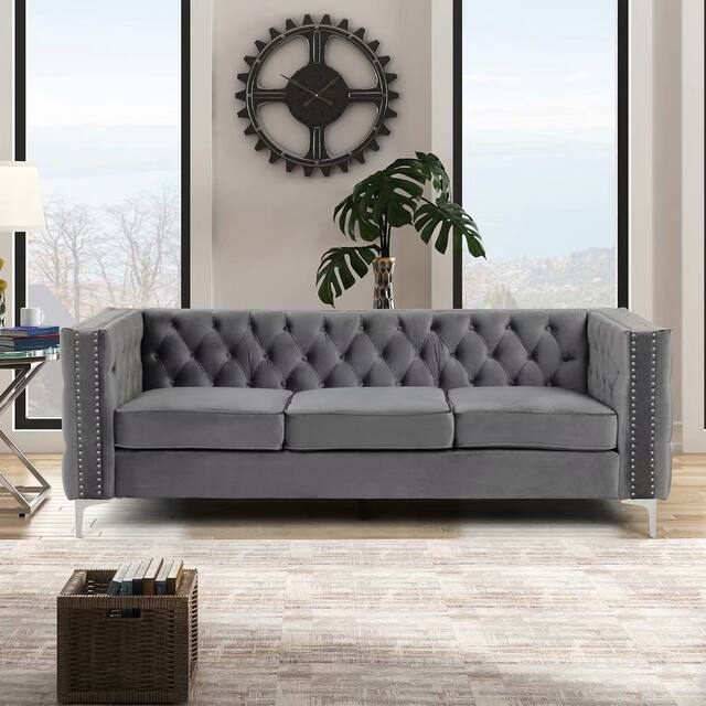 Morden Fort Deep Dutch Velvet Modern Sofa Overstock 33667217