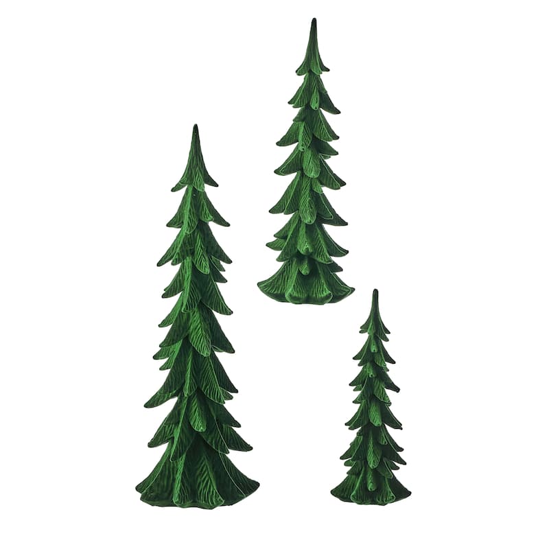 10-17.75" Resin Flocked Tree Set of 3