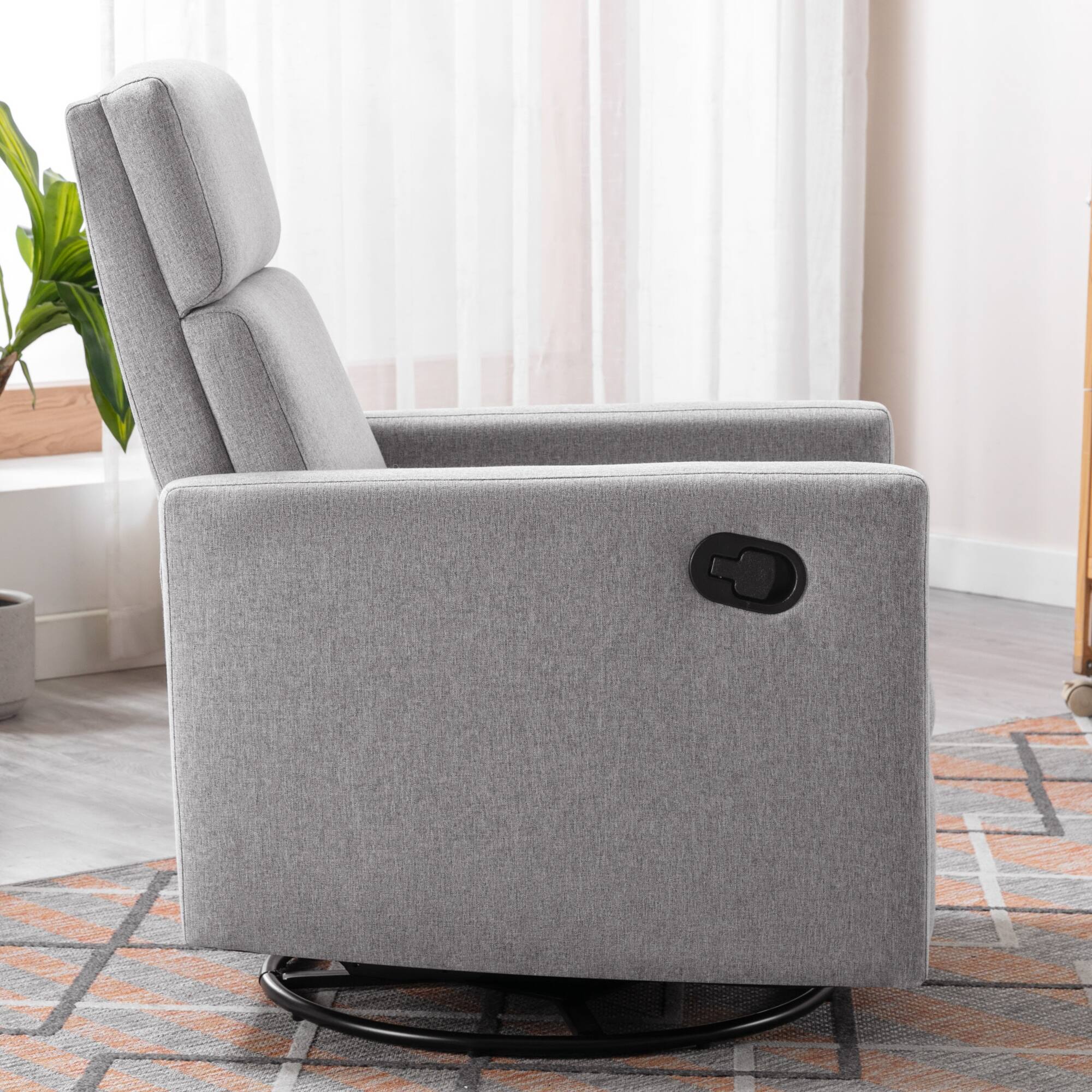 Evolur Harlow Deluxe Upholstered Plush Seating Glider Swivel, Power Recliner With USB Port, Greenguard Gold Certified, Glider Chair For Nursery In Charcoal, Modern Nursery Recliner In | Whizz