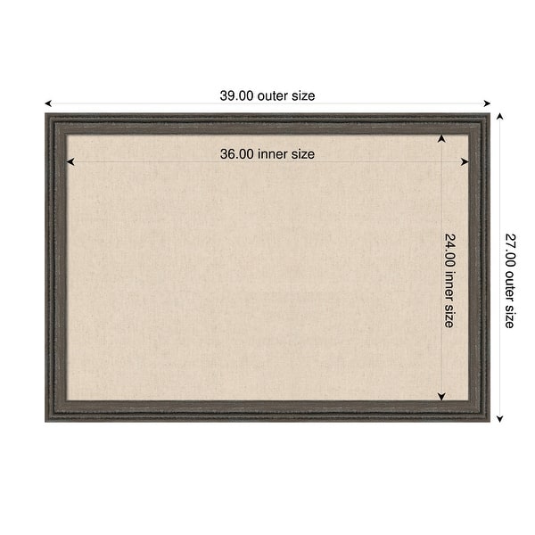 dimension image slide 38 of 91, Amanti Art Framed Fabric Pinboard Natural Linen Printed Bulletin Board