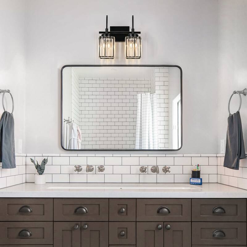 Modern Black 1/2/3/4/5-Light Bathroom Crystal Vanity Light Wall Sconces