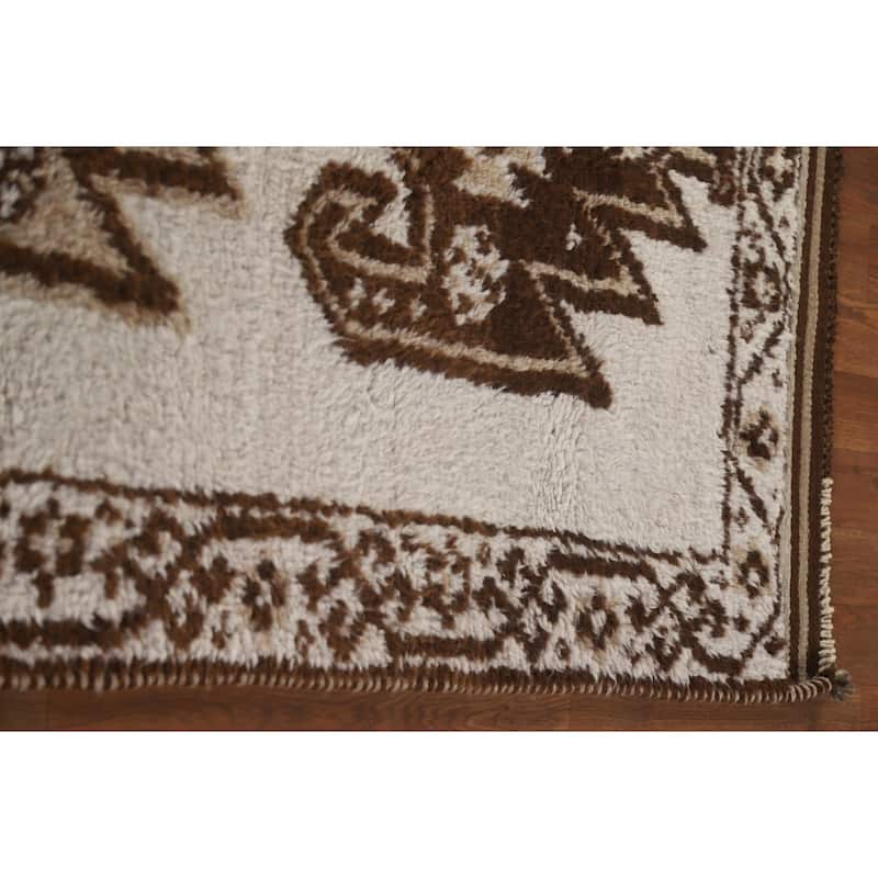 Tribal Anatolian Turkish Runner Rug Handmade Beige Wool Carpet - 3'6"x 11'9"