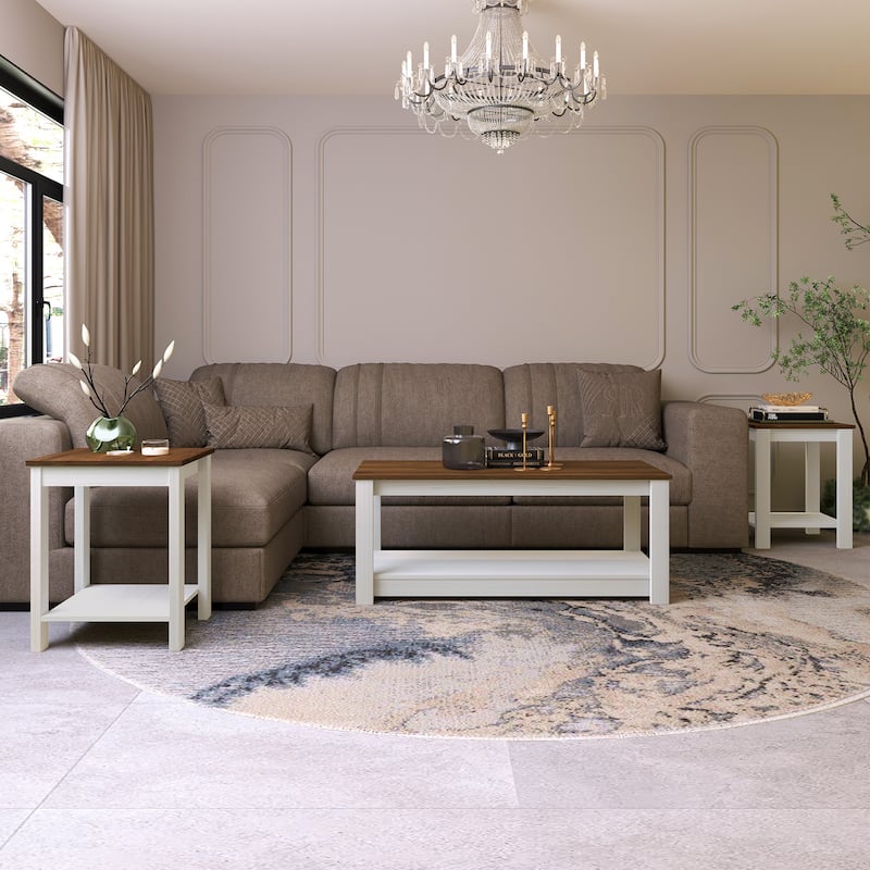 CraftPorch Classic 3- Pieces Coffee Table Set