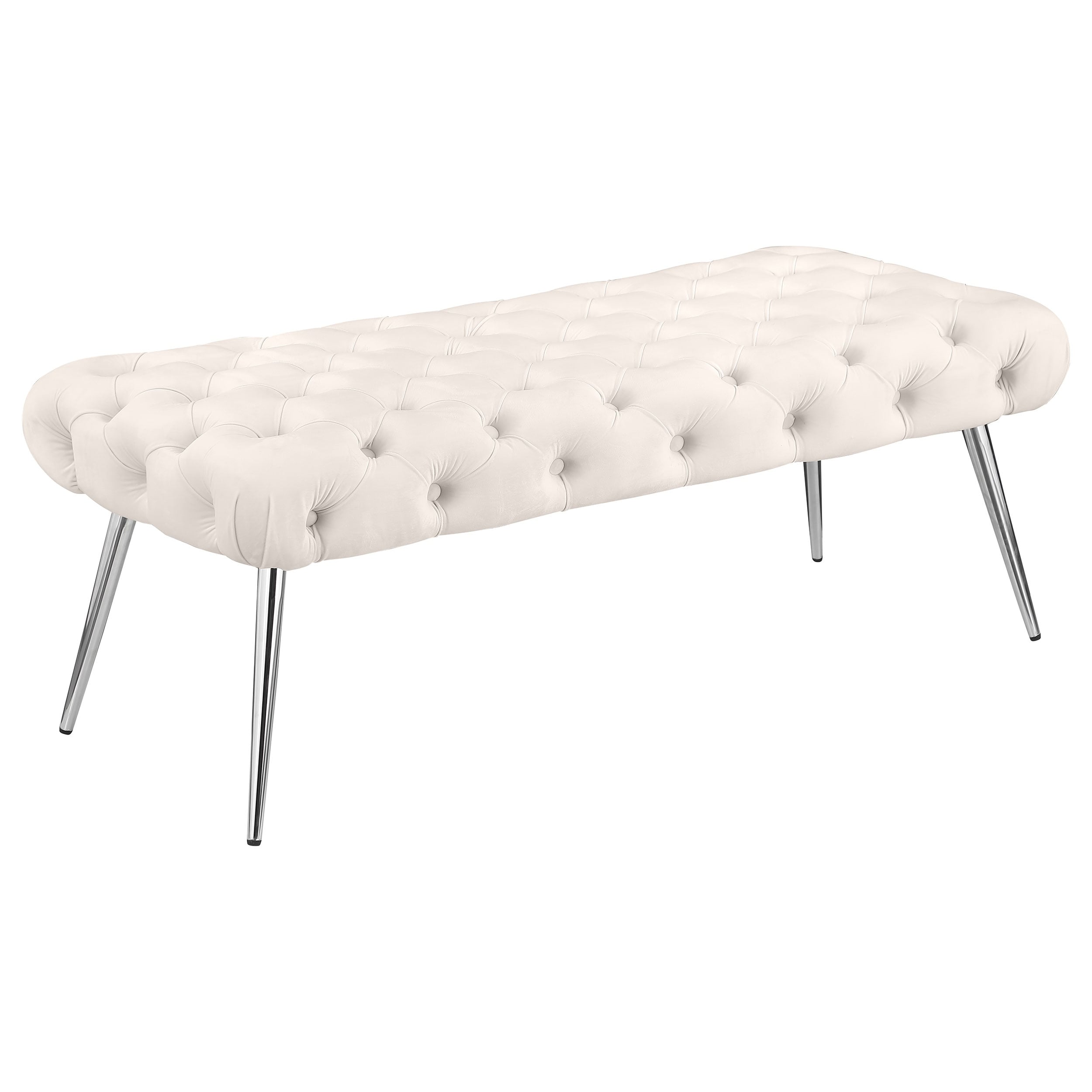 Ella Upholstered Tufted Bench Metal Legs