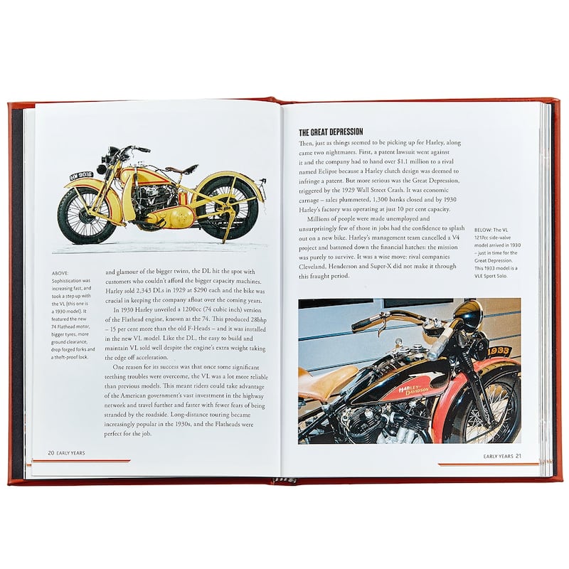 Graphic Image The Story of Harley-Davidson Coffee Table Book, Leather, Orange
