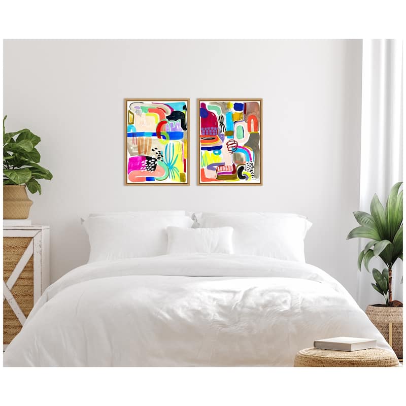Kate and Laurel Sylvie Colorful Abstract 10 and 12 Framed Canvas Art Set by Emma Daisy