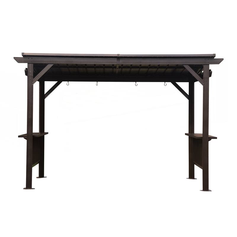 6.5x12FT Hardtop Grill Gazebo - Brown