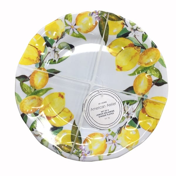 American Atelier Lemon Print Melamine Dinner Plates Set of 4 - 11 Inch ...